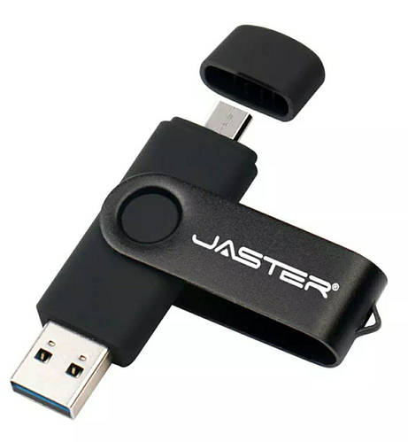 Флешка Черная Jaster 8 Gb 2.0 OTG USB Flash Drive флеш-накопитель 8гб ...
