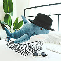 Зручна плюшева іграшка-подушка Акула 140 см Синя, М'яка акула з Ікеї, Подушка-іграшка у вигляді тварини