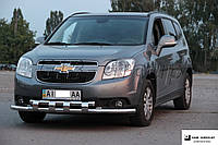 Защита переднего бампера (двойная нержавеющая труба - двойной ус) Chevrolet Orlando (13+)