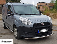 Защита переднего бампера (одинарная нержавеющая труба - одинарный ус) Fiat Doblo (10-15)