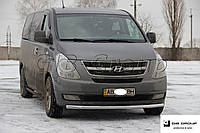 Защита переднего бампера (одинарная нержавеющая труба - одинарный ус) Hyundai H1 (07+)