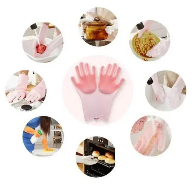 Силиконовые перчатка для мойки посуды Gloves for washing dishes (W-49) (100) - фото 2 - id-p1694865543