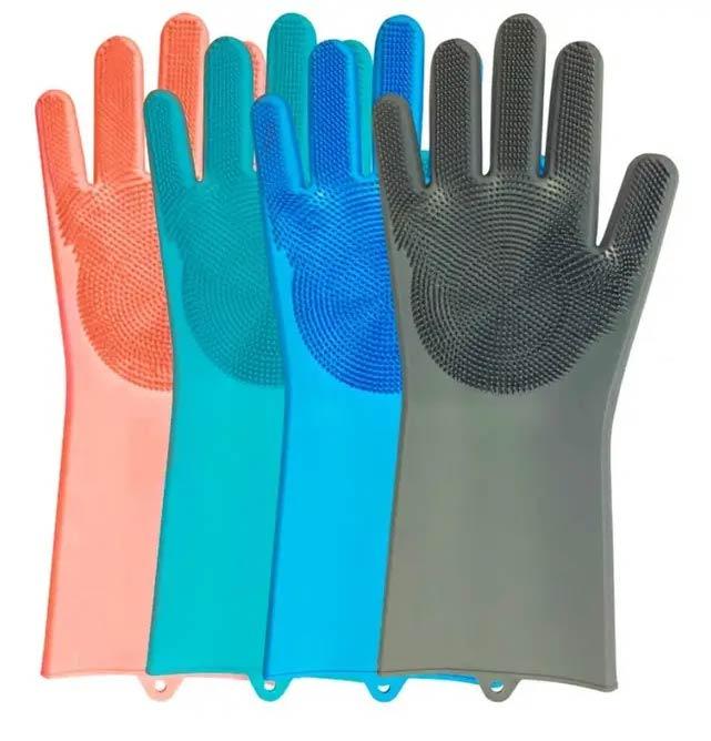 Силиконовые перчатка для мойки посуды Gloves for washing dishes (W-49) (100) - фото 3 - id-p1694865543