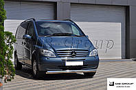 Защита переднего бампера (одинарная нержавеющая труба - одинарный ус) Mercedes-Benz Vito (04-09)