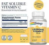 Ліпосомальний вітамін С (Liposomal Vitamin C) 500 мг Solaray 100 рослинних капсул, фото 2
