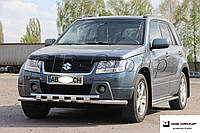 Защита переднего бампера (двойная нержавеющая труба - двойной ус) Suzuki Grand Vitara ll (12-14)