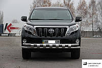 Защита переднего бампера (двойная нержавеющая труба - двойной ус) Toyota Land Cruiser 150 (2009-2017)