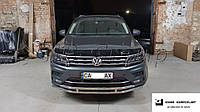 Защита переднего бампера (двойная нержавеющая труба - двойной ус) Volkswagen Tiguan (2015+)