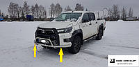 Защита переднего бампера (двойная нержавеющая труба - ус) Toyota Hilux ( 2019 + )