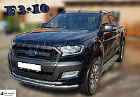 Защита переднего бампера (двойная нержавеющая труба - двойной ус) Ford Ranger (06-12) d60х1,6мм