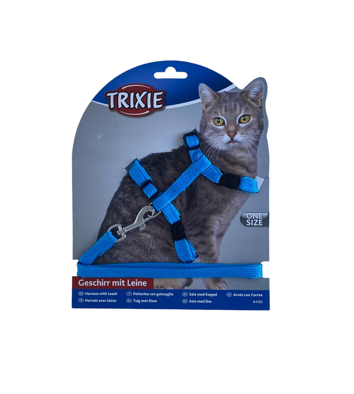 Шлея з повідцем для кота комплект синій 22-42 см/10 мм/1,25 м Trixie TX-4185, фото 1
