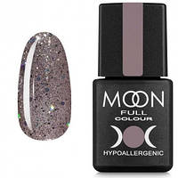 Гель-лак для ногтей Moon Full №323 Серебристо-бежевый с разноцветным глитером 8 мл (19705Qu)
