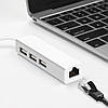 Мережна карта USB + USB Type-C з USB хабом OTG Ethernet RTL8152 для Android TV MiBox Windows 7 8 10 XP Mac OS, фото 6
