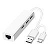 Мережна карта USB + USB Type-C з USB хабом OTG Ethernet RTL8152 для Android TV MiBox Windows 7 8 10 XP Mac OS, фото 3