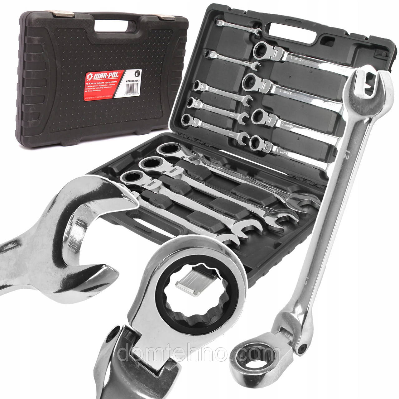 Ключі гайкові з трещетою 8-32мм, Універсальний набір гайкових ключів на 13 елементів M58613