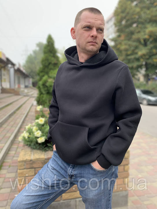 Худі чоловіче чорне утеплене