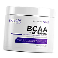 Всаа Амінокислота OstroVit 100% BCAA + Glutamine 200 г без смаку