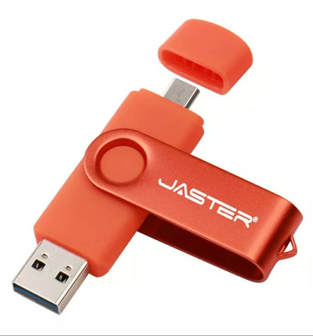 Флешка Жовтогаряча Jaster 64 Gb 2.0 OTG USB Flash Drive флешнакопичувач. двостороння флешка для ПК і телефона.