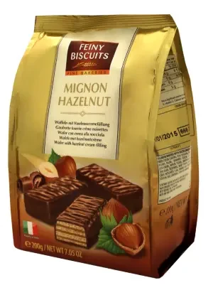 Вафлі Feiny Biscuits Mignon, з горіховою начинкою 200 г., фото 1