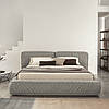 Велике двоспальне ліжко з підйомним механізмом MeBelle PLAYA 180х200 см в стилі лофт, модерн, сірий шеніл, рогожка, фото 5