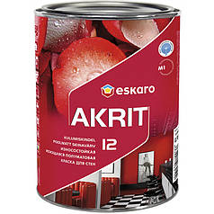 Eskaro Akrit 12, фарба для стін, що миється, напівматова біла, 0,95л