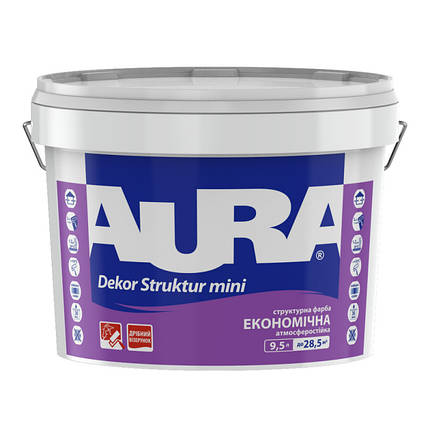 Дрібноструктурна акрилова фарба Aura Dekor Struktur Mini, біла, 9,5л, фото 1