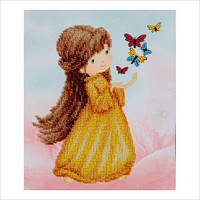 Схема для вышивки бисером "вприкреп" "Девочка с бабочками"