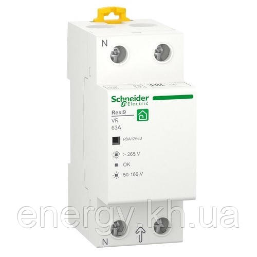 Реле напруги Schneider Electric Resi9 63A 1P+N 230V R9A12663, фото 1