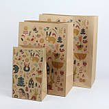 Пакети новорічні дитячі 150*90*240 Новорічні подарункові крафт пакети для цукерок "Зайчик", фото 7