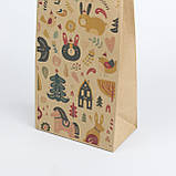 Пакети новорічні дитячі 150*90*240 Новорічні подарункові крафт пакети для цукерок "Зайчик", фото 3