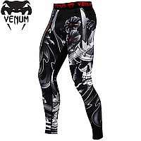 Компрессионные штаны мужские лосины компрессионные леггинсы для единоборств Venum Samurai Skull Spats Black