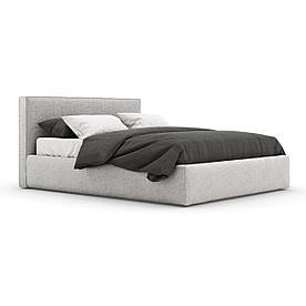 Ліжко двоспальне м'яке просте BILPE Flatty 160х200 см в сучасному стилі, сірий шеніл, рогожка