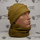 Комплект флисова шапка-біні Amazon і шарф-труба бафф койот, фото 9