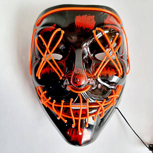 Неонова маска Purge Mask Судна ніч, що світиться жовтогаряча, фото 1