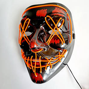 Неонова маска Purge Mask Судна ніч, що світиться жовтогаряча, фото 3