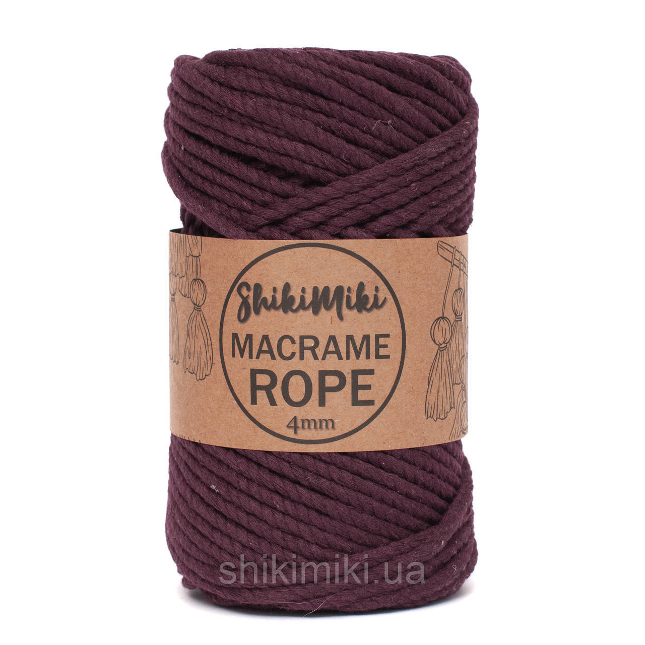 Еко шнур Shikimiki Rope 4mm, колір Бургунді