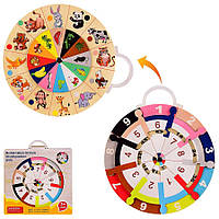 Дерев'яна іграшка WD2727 (120 шт.) навчальна гра 2в1, таблиця множення, хто що їсть, у коробці