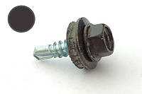 Саморіз покрівельний 4,8*19 DIN 7504K RAL 8019 для металу (ящ. 2400 шт.) (колір сіро-коричневий) APRO
