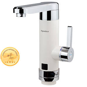 Кран-водонагрівач проточний HZ 3.0 кВт 0.4-5бар для кухні гусак прямий на гайці (W) AQUATICA HZ-6B243W