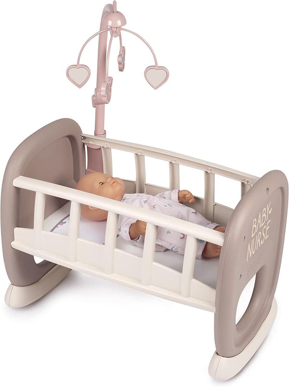 Колиска Бебi Ньорс Рожева пудра з мобілем Smoby Baby Nurse 220372
