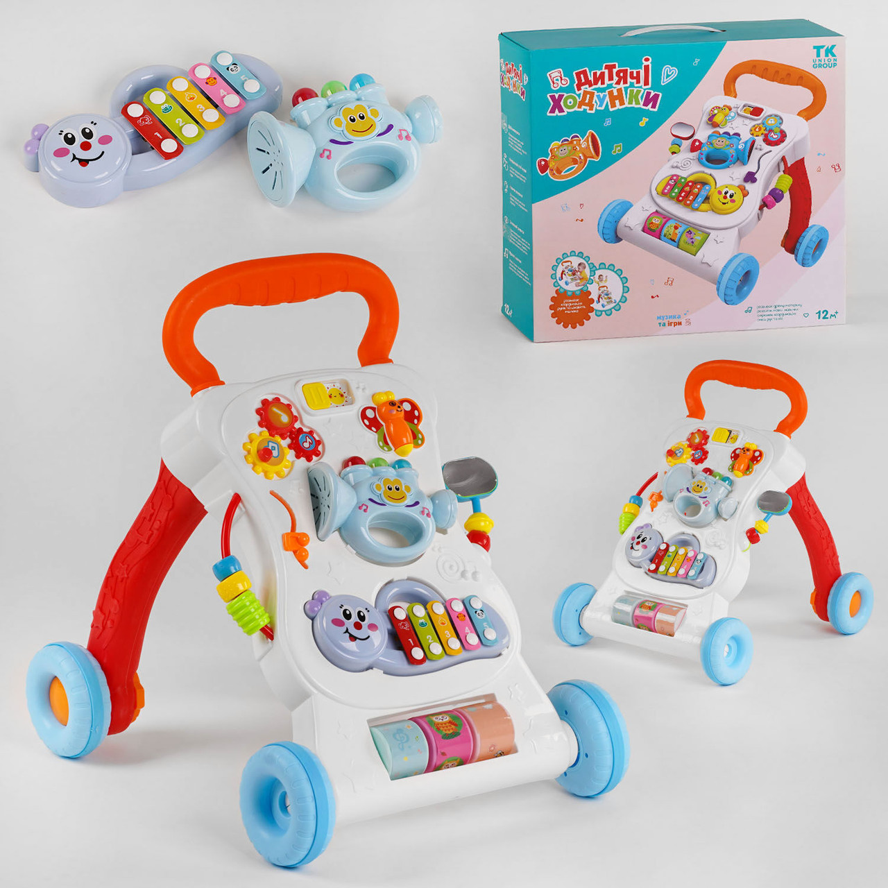Музичні ходунки каталка 17739 TK Group знімна панель, мелодії, ксилофон, пальчикові ігри, в коробці, фото 1