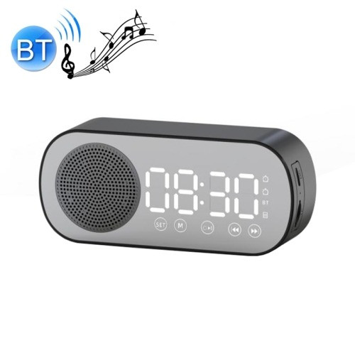 Цифровий Bluetooth 5.0 динамік багатофункціональний дзеркальний будильник FM-радіо (чорний)