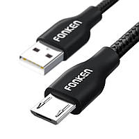 Кабель зарядный Micro USB Fonken кабель в нейлоновой оплетке 1 м Black (M59)