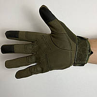 Тактичні рукавиці з пальцями Gloves FF 2 в кольорі олива, фото 4