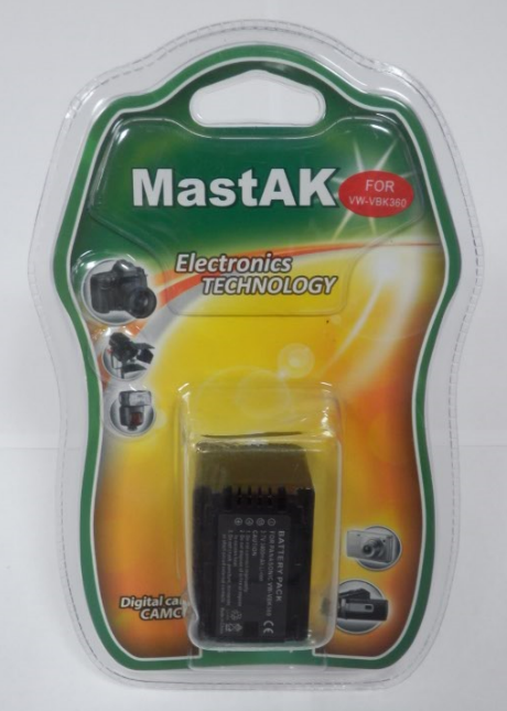 Акумулятор до відеокамери тм"MastAK" Panasonic VW-VBK360S 3,7 V 3,4 Ah Li-ion, фото 1