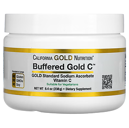 Buffered Gold C Non-Acidic Vitamin C Powder Sodium Ascorbate California Gold Nutrition 238 г