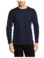 Мужская футболка с длинным рукавом лонгслив Fruit of the Loom Valueweight Long Sleeve однотонная 100% хлопок Глубоко темно синий, S
