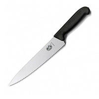 Нож кухонный Victorinox Fibrox Carving разделочный 22 см серрейторная заточка