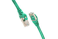 2E Cat 6, Shielding S-FTP, metal foil pairs, braided cable, RJ45, 4X2 27AWG, 7/0.14 Cu, 1.00 m, PVC, Green