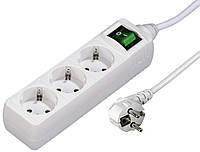 Сетевой фильтр HAMA Power Strip, 3-Way, with Switch, 3 m, white